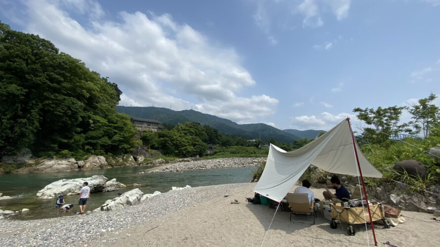 河原でデイキャンプ 盛れてません